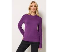 M&Co Women's Pointelle Sleeve Jumper in Purple | Size: 18-20 M&Co Purple 18-20