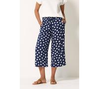 M&Co Women's Polka Dot Cropped Trousers in Mid Navy | Size: 12S M&Co Mid Navy 12S