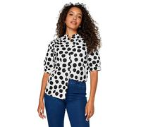 M&Co Womens Polka Dot Puff Sleeve Shirt - Women's White