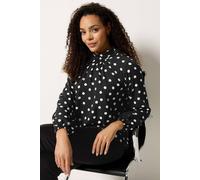 M&Co Women's Polka Dot Tie Back Blouse in Black | Size: 14