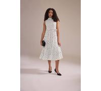 M&Co Women's Polka Dot Tiered Chiffon Midi Dress in Ivory | Size: 12 M&Co Ivory 12