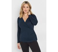 M&Co Women's Premium Long Sleeve Wrap Top in Dark Blue | Size: 10 M&Co Dark Blue 10