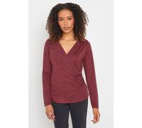 M&Co Women's Premium Long Sleeve Wrap Top in Red | Size: 16 M&Co Red 16