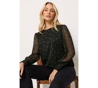 M&Co Women's Printed Chiffon Blouse in Black | Size: 10 M&Co Black 10