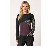 M&Co Women's Printed Colourblock Jumper in Black | Size: 10