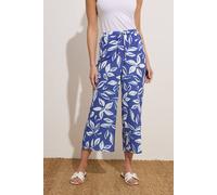 M&Co Women's Printed Crepe Culottes in Blue | Size: 12L M&Co Blue 12L