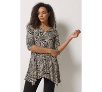 M&Co Zebra Print Hanky Hem Top - Women's Black