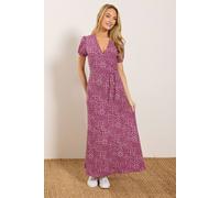 M&Co Women's Printed Maxi Wrap Dress in Raspberry | Size: 16 M&Co Raspberry 16