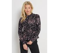 M&Co Women's Printed Shirred Top in Black | Size: 16 M&Co Black 16