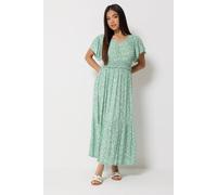M&Co Women's Printed Shirred Waist Maxi Dress in Light Green | Size: 10 M&Co Light Green 10