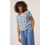 M&Co Womens Blue Ditsy Floral Tie Front Top - Women's