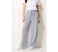 M&Co Women's Printed Tie Waist Wide Leg Cotton Trousers in Light Blue | Size: 20