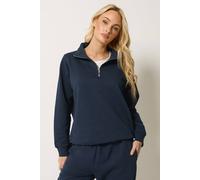 M&Co Women's Quarter Zip Sweatshirt in Dark Navy | Size: 16 M&Co Dark Navy 16