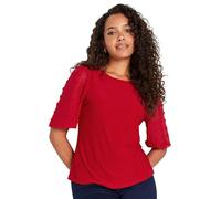 M&Co Womens Red Dobby Sleeve Blouse - Women's