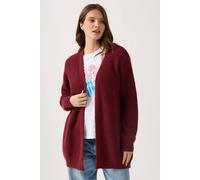 M&Co Women's Ribbed Open Front Cardigan in Wine | Size: 14-16 M&Co Wine 14-16