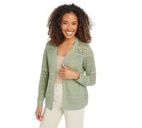 M&Co Womens Sage Green Cotton Open Front Crochet Cardigan - Women's
