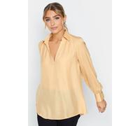 M&Co Women's Satin V-Neck Blouse in Yellow | Size: 12