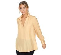 M&Co Womens Satin V-Neck Blouse - Women's Yellow