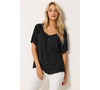 M&Co Women's Scoop Neck Crinkle Blouse in Black | Size: 18 M&Co Black 18