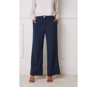 M&Co Women's Scuba Wide Leg Trousers in Dark Navy | Size: 12S M&Co Dark Navy 12S