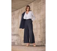 M&Co Women's Scuba Wide Leg Trousers in Dark Navy | Size: 14S M&Co Dark Navy 14S