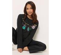 M&Co Women's Sequin Baubles Embellished Christmas Jumper in Black | Size: 10/12