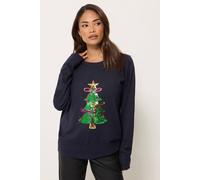 M&Co Women's Sequin Christmas Tree Jumper in Dark Navy | Size: 8-10 M&Co Dark Navy 8-10