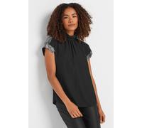 M&Co Women's Sequin Sleeve Top in Black | Size: 10 M&Co Black 10