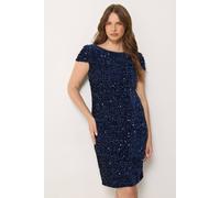 M&Co Women's Sequin Velvet Shift Dress in Dark Navy | Size: 10 M&Co Dark Navy 10