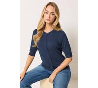 M&Co Women's Short Sleeve Cardigan in Mid Navy | Size: 18-20 M&Co Mid Navy 18-20