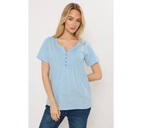 M&Co Women's Short Sleeve Henley Top in Light Blue | Size: 20 M&Co Light Blue 20