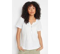 M&Co Women's Short Sleeve Henley Top in White | Size: 12 M&Co White 12
