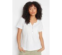 M&Co Women's Short Sleeve Henley Top in White | Size: 16 M&Co White 16