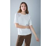 M&Co Women's Short Sleeve Jumper in Ivory | Size: 10-12 M&Co Ivory 10-12