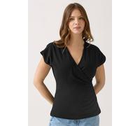 M&Co Women's Short Sleeve Wrap Top in Black | Size: 20 M&Co Black 20