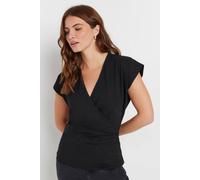 M&Co Women's Short Sleeve Wrap Top in Black | Size: 22-24 M&Co Black 22-24