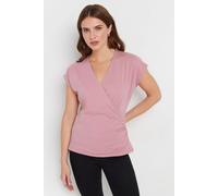 M&Co Womens Short Sleeve Wrap Top - Women's Pink
