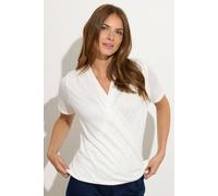 M&Co Women's Short Sleeve Wrap Top in White | Size: 18