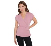 M&Co Womens Short Sleeve Wrap Top - Women's Pink