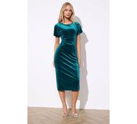 M&Co Women's Side Bow Velvet Dress in Teal | Size: 20 M&Co Teal 20