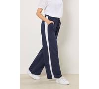 M&Co Women's Side Stripe Wide Leg Joggers in Mid Navy | Size: 12L M&Co Mid Navy 12L