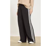 M&Co Women's Side Stripe Wide Leg Trousers in Black | Size: 14L