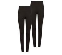 M&Co Women's 2 PACK Stretch Cotton Leggings in Black | Size: 10