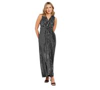 M&Co Womens Silver Sequin Twist Front Maxi Dress - Women's