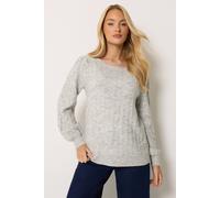 M&Co Women's Slash Neck Ribbed Jumper in Light Grey | Size: 18/20