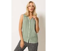 M&Co Women's Sleeveless Collared Shirt in Light Green | Size: 10