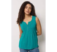 M&Co Women's Sleeveless Henley Top in Teal | Size: 18 M&Co Teal 18