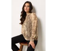 M&Co Women's Snake Print Blouse in Natural | Size: 12 M&Co Natural 12