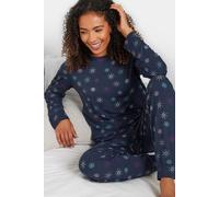 M&Co Womens Navy Blue Soft Touch Snowflake Jersey Pyjama Set - Women's