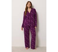 M&Co Women's Soft Touch Pyjama Set in Purple | Size: 18/20